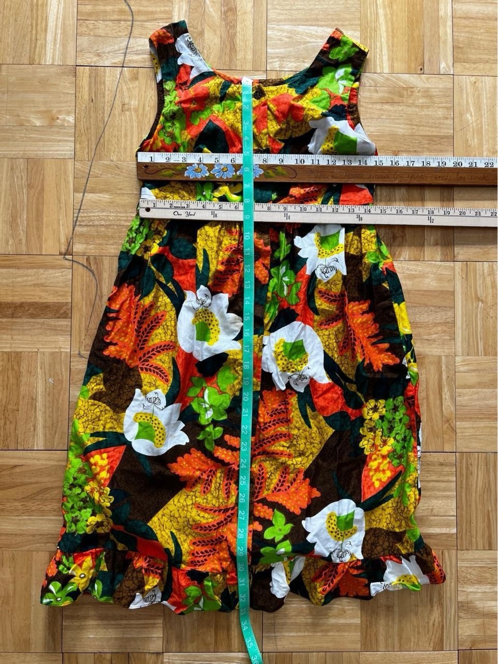Vintage 60s/70s Mod Psychedelic Floral Miss Hawaii Kamehameha Mini Dress Retro S - Picture 4 of 4